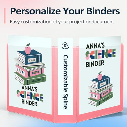Sooez BinderX Extra Durable 5 Inch 3 Ring Binder, D-Ring Large Binder, Holds 950 Sheets of 8.5x11 Paper, Customizable View Cover with Inside Pockets, Heavy Duty 3 Ring Binder for School, Grey Blue - color: Grey Blue, size: 5 inch