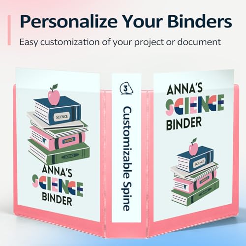 Sooez BinderX Extra Durable 3 Inch 3 Ring Binder, D-Ring Large Binders, Holds 670 Sheets of 8.5x11 Paper, Customizable View Cover with Inside Pockets, Heavy Duty 3 Ring Binder for School, Light Blue - color: Light Blue, size: 3 inch