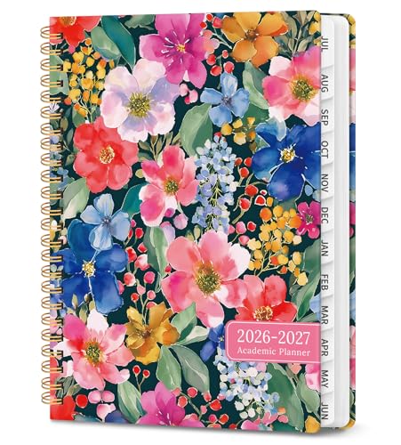 Planner 2026-2027, Academic Planner Weekly and Monthly, Jul 2026 - Jun 2027, Spiral Bound School Planning Tool with Tabs and Pocket, Perfect for Students & Teacher, 6.3" x 8.5", Petal Harmony - color: Z-Petal Harmony, size: 6.3"x8.5" (A5)