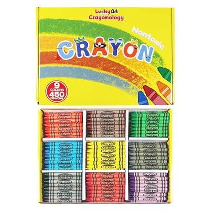 wrapped Bulk Crayons Classpack (450 Regular Size wrapped, 50 each of 9 colors), Bulk School Supplies for Teachers, Kids Crayons, Arts and crafts Classroom Supplies - style: 450 Regular Size wrapped