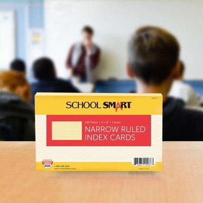 School Smart Ruled Index Cards, 5 x 8 Inches, Canary, Pack of 100 - color: Canary, size: 5 x 8 Inches