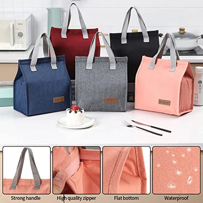 2Pcs Pink Lunch Bag Insulated, Lunch Box Bag, Reusable Lunch Tote Bag | small lunch tote,tasty food lunch bag,small cooler bag,Lunch Box Container Bag Insulated for Women, Men, Work, Office, Travel - color: Pink