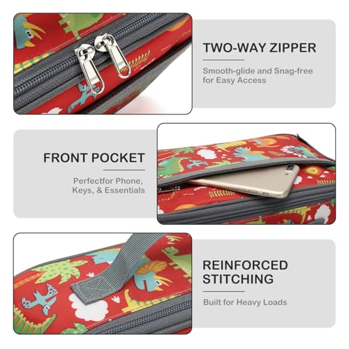 FlowFly Kids Lunch box Insulated Soft Bag Mini Cooler Back to School Thermal Meal Tote Kit for Girls, Boys,Dinosaur&Coconut - color: Dinosaur&Coconut