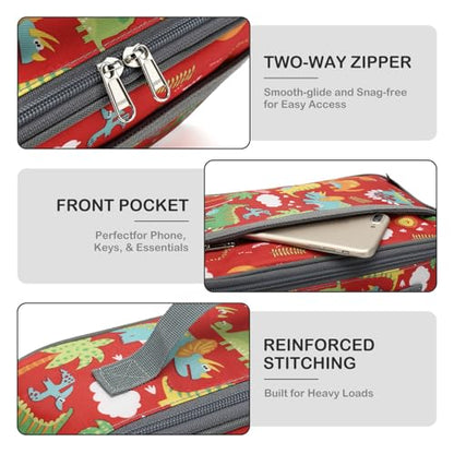 FlowFly Kids Lunch box Insulated Soft Bag Mini Cooler Back to School Thermal Meal Tote Kit for Girls, Boys,Dinosaur&Coconut - color: Dinosaur&Coconut
