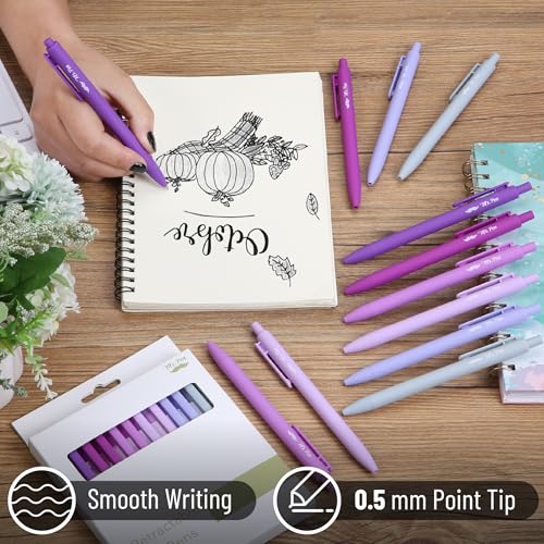 Mr. Pen- Retractable Gel Pens, 12 Pack, Black Ink, Lavender Legacy Barrel | Fine Point 0.5mm, Fast Dry, Smooth Writing, Cute Pens for Drawing, Writing Planner and School Supplies - color: Lavender Legacy Barrel, Black Ink, size: 12 Pack