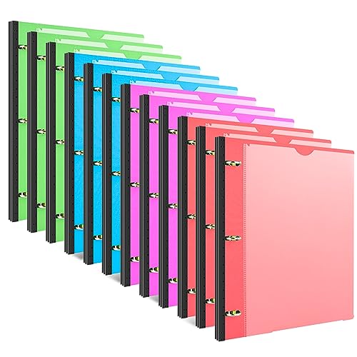 INFUN Telescoping 3 Ring Binder - 12 PCS, Flexible Round Binder with Customizable Front Cover and Clear Catalog Pocket, Holds 8.5x11 inch Paper - color: Red+pink+ Blue+green, size: 0.75 Inch, style: With Clear Front Pocket - 12 PCS