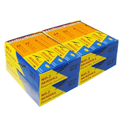 Seagull 576 Count Pre-Sharpened #2 HB Pencils with Erasers, Bulk Pack of 4 Boxes (144 Each) for School Teacher Supplies, Writing, Drawing, Sketching, Exams