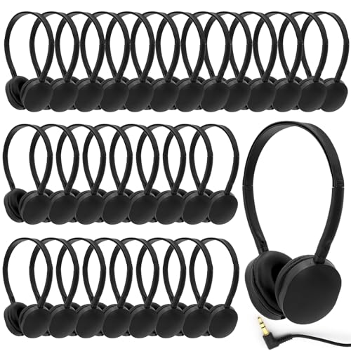30 Pack Kids Headphones Bulk for School, Wired Kids Classroom Headphones Adjustable with 3.5 mm Jack for School Library Students Children Teens - size: 30 Pack (Black)