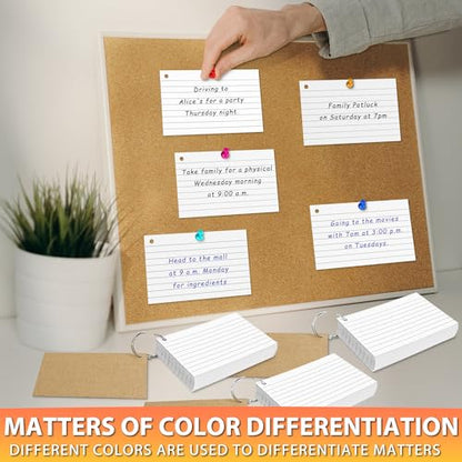 500PCS White Index Cards, 3x5 Inches Flash Cards with Ring, Lined on Both Side Notecards Ruled Study Card Flashcards Heavy Note Cards for Studying, Learning, School, College - size: 3x5(white）