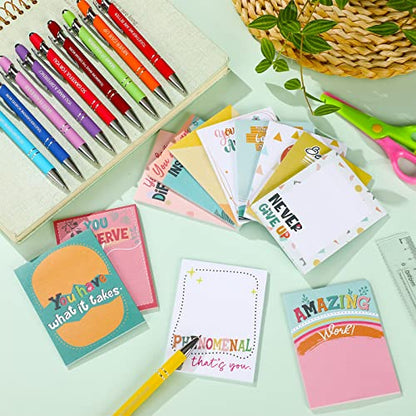 Geyee 24 Pcs Back to School Teacher Gifts Employee Sticky Notes with Funny Pen 3 x 4 Inch Employee Appreciation Gifts for Coworkers Teacher Office Staff Work Appreciation Administrative Professional - style: Employee