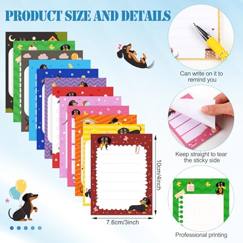 Geyee 24 Pcs Back to School Teacher Gifts Dachshund Sticky Notes with Funny Pens 3 x 4 Inch Employee Appreciation Gifts for Coworkers Employee Teacher Office Staff Work Team Appreciation Gift - style: Dachshund