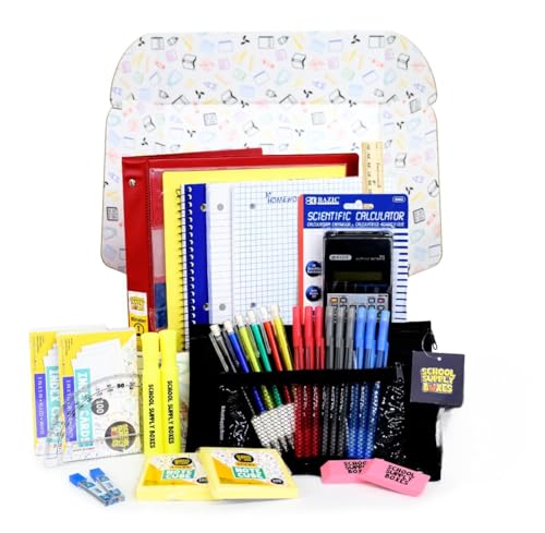 School Supply Boxes | STEM Class Bundle (1 Box) | Back to School Essentials Kit for Students & Teachers | Includes a Calculator, Graph Ruled Filler Paper, a Protractor, & More - color: Math Class Bundle, size: 1 Box