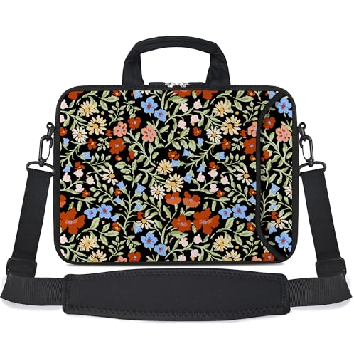 RICHEN Messenger Bag Carrying Case Sleeve with Handle Accessory Pocket Fits Laptops/Notebook/ebooks/Kids tablet/ipad (11-13.3 inch, Flowers2) - color: Flowers2, size: 11-13.3 inch