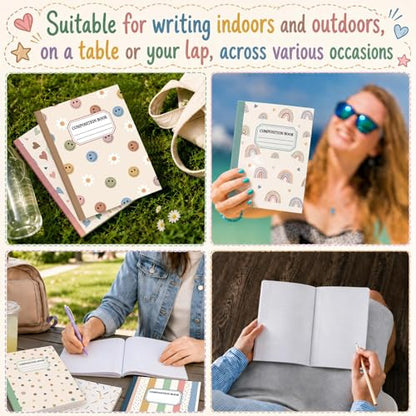 12 Pack Large Composition Notebooks Bulk 9.8 × 7.5 in Wide Ruled Hard Cover Composition Book Assorted Marble Journal College Ruled Paper for Adult Student College Office Back to School Supplies(Boho) - size: 12 Pack, style: Bohemian