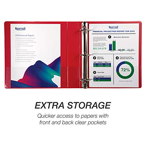 Samsill Durable 1.5 inch 3 Ring Binder, D Ring Binder, 100% Recycled Chipboard, Red - color: Red, size: 1 Pack, style: 1.5 Inch