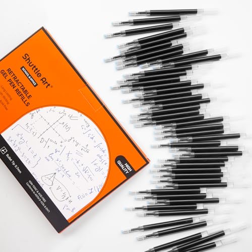 Retractable Gel Pen Refills, Shuttle Art 60 Pack Black Rollerball Gel Ink Pens Refills, Bulk Set, 0.7mm Fine Point for Writing Journaling Taking Notes School Office Home - color: Black, size: 60 Count (Pack of 1)