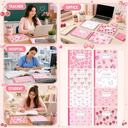 16 Pack Mini Composition Notebooks Bulk College Ruled 7.4'' x 4.7'' Pink Cherry Half Size Composition Books 80 Pages Small Pocket Journal Books Back to School Gift for Student Teacher Office Supplies - color: Pink Cherry