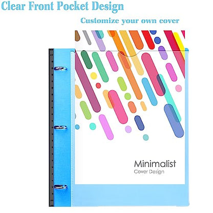 INFUN All-in-one Telescoping Binder Notebook, Refillable 3 Ring Notebook Binder with 1 plastic movable pocket folder,5 plastic subject dividers and graph paper and college ruled paper - Blue - color: Blue, size: 1 PCS