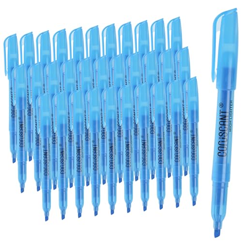 coruscant Blue Highlighters Bright Colors, 32 Packs, Chisel Tip Marking, Quick Drying, No Bleed for Teacher Organizing and Coloring in the Home, School, Office - size: 1 Count (Pack of 32)