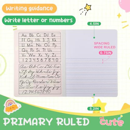 Fainne 30 Pack Primary Ruled Composition Notebook, Grade K-2 Journal 100 Pages, 7-1/2" x 9-3/4" Kindergarten Primary Drawing Story Notebook for Kids Drawing and Writing(Red, Green, Blue, Purple) - color: Red, Green, Blue, Purple