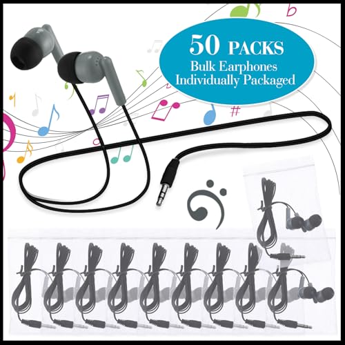 Kanayu 100 Pack Wired Earbuds Bulk for Classroom Ear Headphones Wired Basic Student Earbuds No Microphone with 3.5MM Jack for Class Laptop School Library, Individually Bagged (Gray) - color: Gray