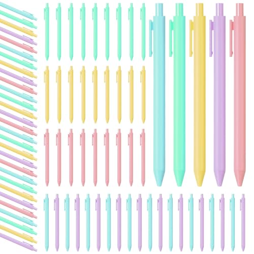 Fulmoon 50 Pcs Ballpoint Pens Bulk Retractable Comfortable Writing Pens Cute Christmas Supplies in Medium Point 1.0 mm for Teacher Office Home Baby Shower (Macaron Color,Black Ink) - color: Macaron color, size: 1 Count (Pack of 50)
