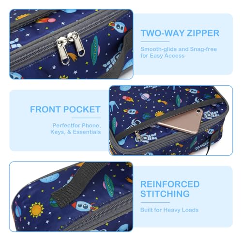 FlowFly Kids Lunch box Insulated Soft Bag Mini Cooler Back to School Thermal Meal Tote Kit for Girls, Boys, Astronaut - color: Multicolor