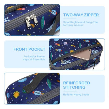 FlowFly Kids Lunch box Insulated Soft Bag Mini Cooler Back to School Thermal Meal Tote Kit for Girls, Boys, Astronaut - color: Multicolor