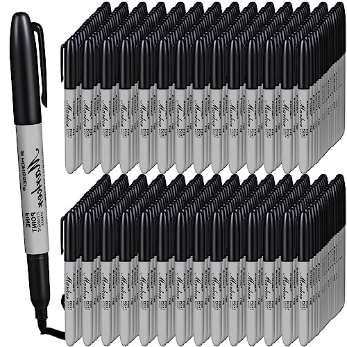 Thenshop 600 Pack Black Permanent Markers Bulk - Fine Point Permanent Marker Quick Drying Waterproof Pens for Doodling Writing Marking Classroom Work on Wood Metal Stone Glass, Office School Supplies