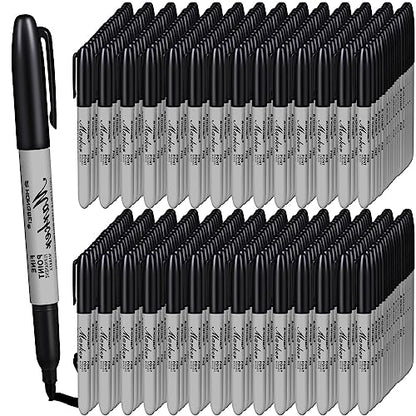 Thenshop 600 Pack Black Permanent Markers Bulk - Fine Point Permanent Marker Quick Drying Waterproof Pens for Doodling Writing Marking Classroom Work on Wood Metal Stone Glass, Office School Supplies