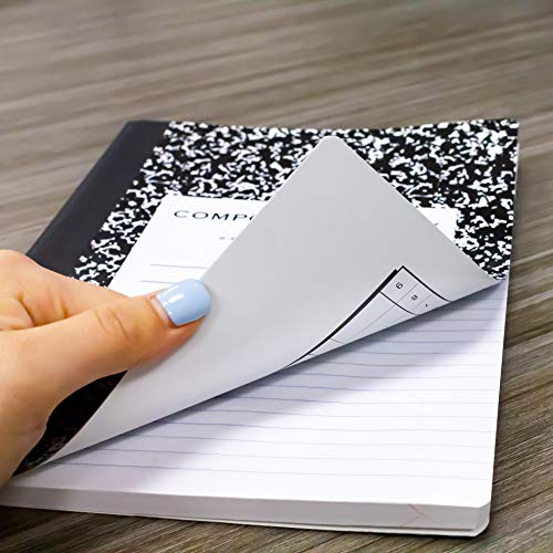 BAZIC Products Composition Book Wide Ruled 100 Sheet, Premium Black Marble Notebook, Writing Journal Comp Lined Notebooks for Office School, 1-Pack | 100 wide-ruled sheets (200 pages), Black Marble composition notebook, sewn binding, 9.75 x 7.5 in - color