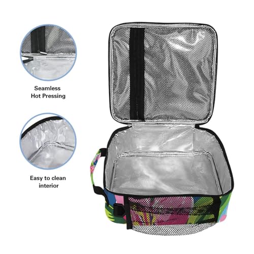 ALAZA Lily Pulitzer Mason Jars Lunch Box Insulated Lunch Bag Kids Cooler Tote Bag Freezable Shoulder Strap Lunchbox for Girls School Picnic - color: Multi888