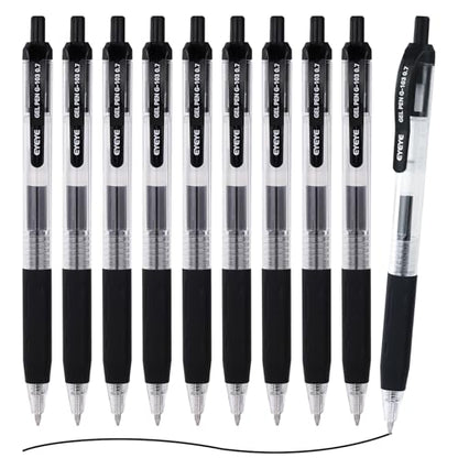 EYEYE G-103 Black Gel Pens 0.7mm, 10 Pack Retractable Medium Point Ballpoint Pen Quick Drying, Pen Fine Point Smooth Writing Pens for Office School Supplies - color: Black, size: 0.7mm