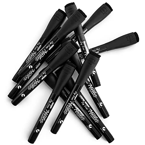 Scribbledo 12 Pack Magnetic Dry Erase Markers Black Fine Tip Whiteboard Markers with Eraser Cap Thin Low Odor Skinny White Board Markers for Adults Students Teachers Art Home School & Office - style: 12 Pack