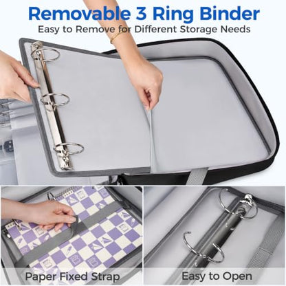 Ytonet Zipper Binder Bag, 2 Inch 3 Ring Binder with Zipper Fit 14 Inch Laptop, 500 Sheets Capacity Zippered Binders with Shoulder Strap & Removable O-Ring Pad for College, Office, Work, Black - color: 2 In-full Black