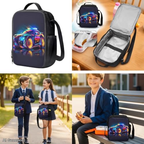 Cool Race Car Backpack for Boys Kids Backpack with Lunch Box Water Bottle Holder and Soft Pencil Case 4 Pcs Set 17 inch Sturdy Bookbag with Front Pocket for School Lightweight School Bag - color: Cool Race Car