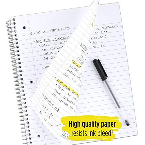Five Star Spiral Notebooks, 1 Subject, Wide Ruled Paper, 100 Sheets, 10-1/2" x 8", Blue, Green, Purple, 3 Pack (38222) - style: Traditional
