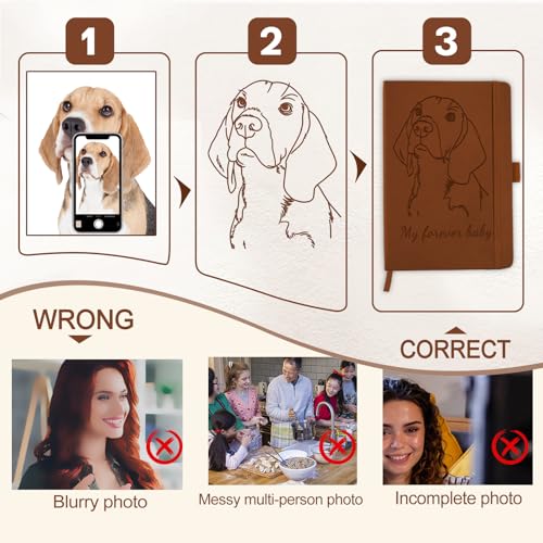 Personalized Journal Notebook with Photo Picture Custom Journaling Notebook for Women Men Customized College Ruled Notebooks Lined Journals Gift for Girlfriend Boyfriend Birthday Valentines Day - color: Outline Photo-Engraved