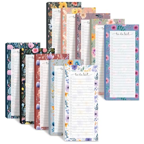 Censen 10 Pack 500 Sheets to Do List Notes Daily Checklist Notepad with 50 Sheets Undated Memo Pad Color Block Shopping List Weekly Plan Notepad Organizer Planners(Flower Color,Lined) - color: Flower Color, style: Lined