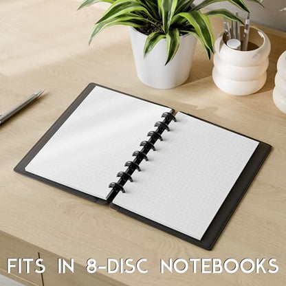 Half Letter Graph Paper Junior Size, 8-Disc Punched, Quad Ruled, 120GSM, 200 Sheets (400 Pages), 5.5 x 8.5 Inches, 1/4 Inch Squares Refill for Discbound Notebooks