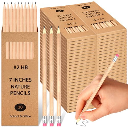 Geyoga 50 Boxes Woodcased Classroom #2 HB Pencils with Erasers 500 Count Pre-sharpened Number 2 Pencils for School Teacher Office Supplies, Writing, Drawing and Sketching Back to School Gifts (Wood) - color: Wood