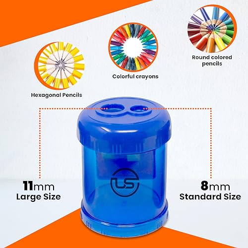 Pencil Sharpeners, 8 Pack Blue Dual Hole Sharpener with Receptacle Pencil Sharpener Manual Pencil Sharpeners for Regular and Oversized Pencils or Crayons - size: 8 Pack