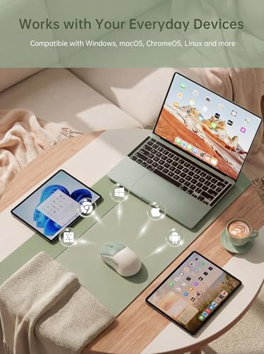 hunart H6 49g Wireless Mouse, Bluetooth & 2.4GHz Rechargeable Mouse, Lightweight Silent Ergonomic Mouse with USB-C Charging, Portable Right-Hand Office Mouse for Laptop, PC, MacBook, Tablet - Green - color: Green