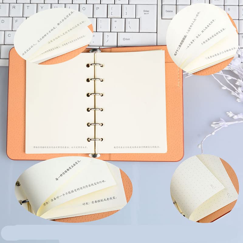 XIGUI 2-Pack 6 Ring Binder Cover, Leather A7 Binder Notebook Cover Refillable Loose Leaf Round Ring Personal Journal with Insert 50 Sheets Paper ，Mini Pocket Notepad