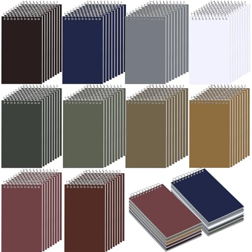 Thenshop 100 Pads Spiral Memo Pads Bulk 3 x 5 Inch Small Pocket Notepad Top Bound Lined 60 Sheets Mini Notebooks for School College Office Home Supplies (Multicolored) - color: Multicolored