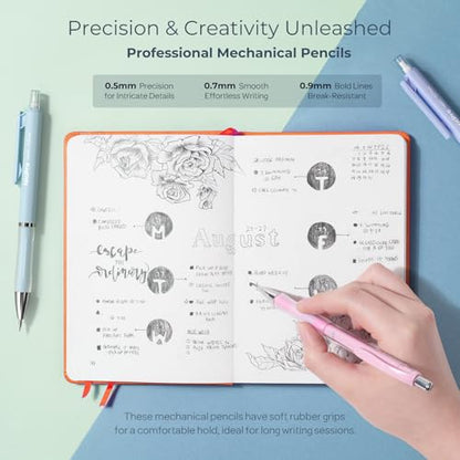 Nicpro 45PCS Mechanical Pencils with 462 Lead Refills (Blue) | 0.5mm-2.0mm Cute Mechanical Pencil Pet, School Supplies Stationary Set with Pencil Case for Girl Note-Taking & Back to School - size: 45 PCS