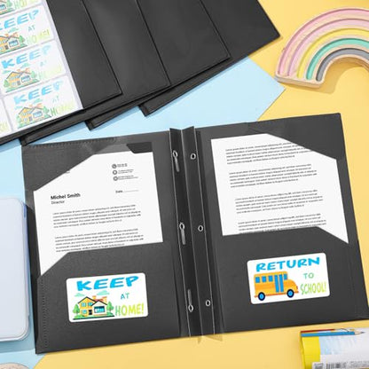 Henoyso 24 Set Take Home Folders with Clear Front Pocket, School-to-Home Communication Folder Bulk for Back to School Classroom, Heavy Duty Plastic Parent-Teacher Homework Folders (Black) - color: Black