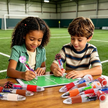 24Pcs Soccer Mini Multicolor Pens in One 4-in-1, Cute Pens Bulk for Party Favors and Birthdays, Ballpoint Pen Back To School Gifts Classroom Student Prizes - style: Soccer-24pcs