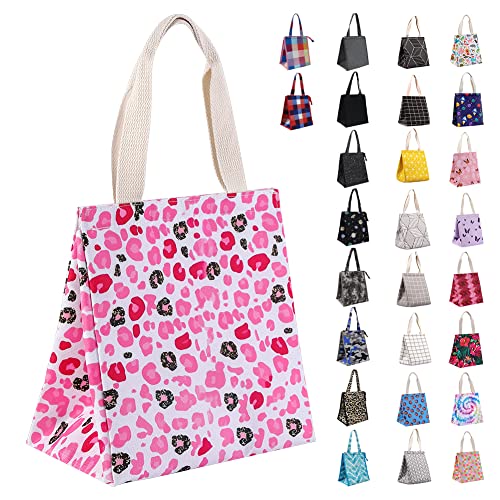 iknoe 9L Insulated Lunch Bag, Leakproof lunch Tote for adult PinkLeopard | Lightweight 0.3 lb, compact foldable design, aluminum foil interior, velcro closure, wide opening, for meals, snacks, office - color: leopard, size: Velcro Closure