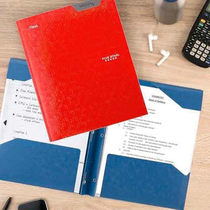 Five Star 2-Pocket Folder, Plastic Folder with Stay-Put Tabs and Prong Fasteners, Holds 8-1/2" x 11" Paper, Fire Red (72109) - color: Red, size: 1 Count (Pack of 1)